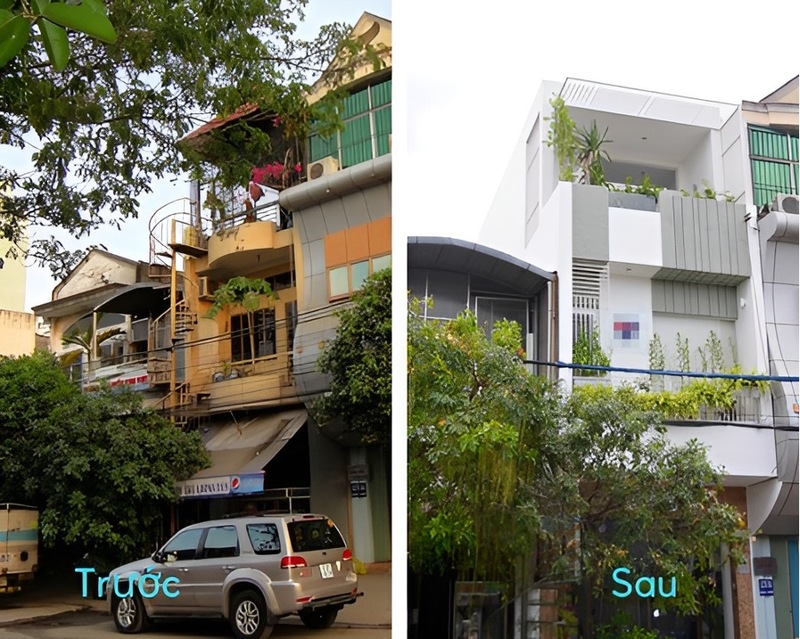 Căn nhà nhỏ được cải tạo, bố trí nhiều hệ cửa kính, cửa thông gió giúp căn nhà đón sáng tốt hơn
