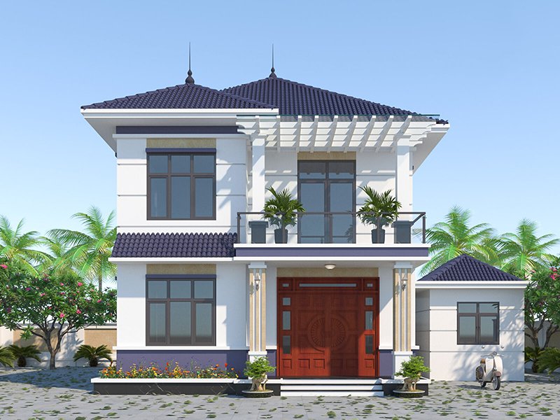 Mẫu nhà 2 tầng mái thái ở nông thôn
