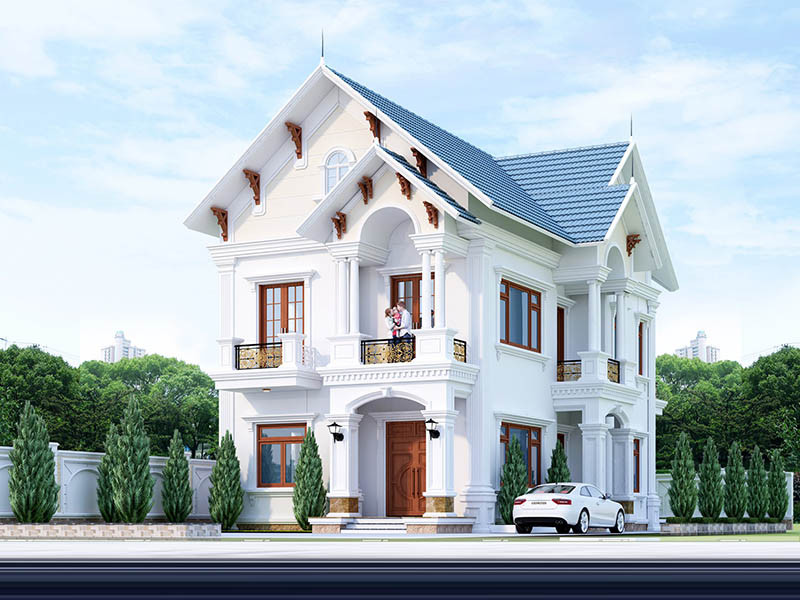 Mẫu nhà 2 tầng mái thái 80m2