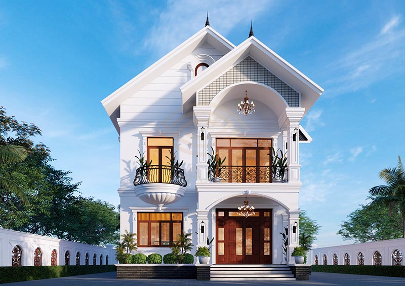 Mẫu nhà mái thái 2 tầng tân cổ điển