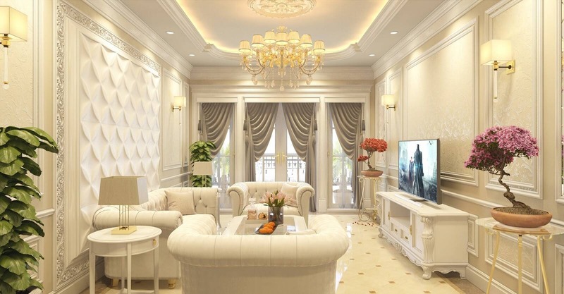 Không gian nội thất phong cách tân cổ điển xa hoa, lộng lẫy của chủ nhà mệnh Thủy