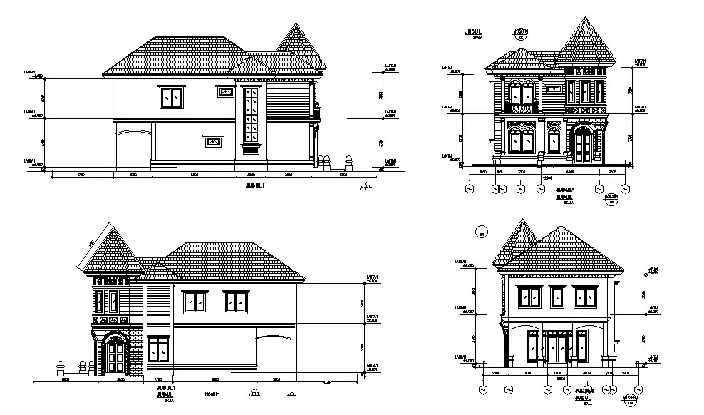 Bản vẽ chi tiết ngôi nhà 2 tầng