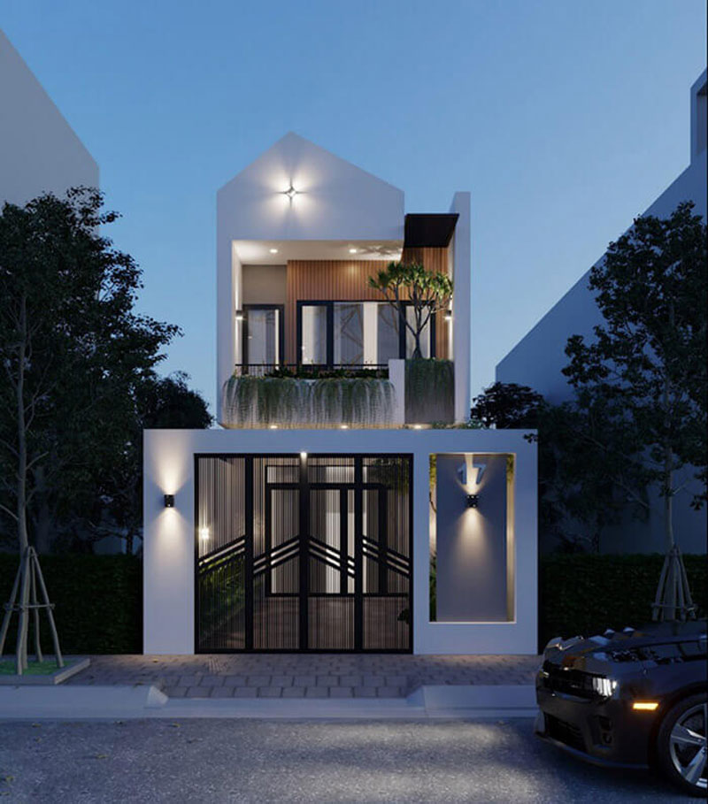 Mặt tiền năng động, trẻ trung của ngôi nhà hoàn thiện