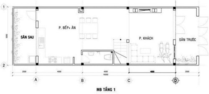 Sơ đồ bản vẽ thiết kế mặt bằng tầng 1