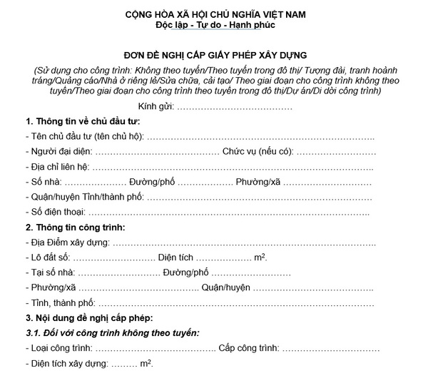 Xin giấy cấp phép xây dựng