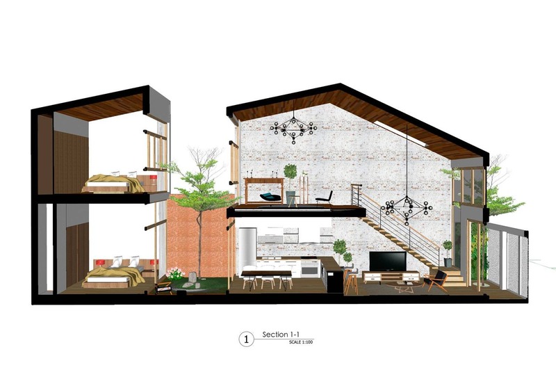 Chủ nhà và nhà thầu sẽ chốt bản vẽ phối cảnh 3D & mặt cắt nhà 2 tầng