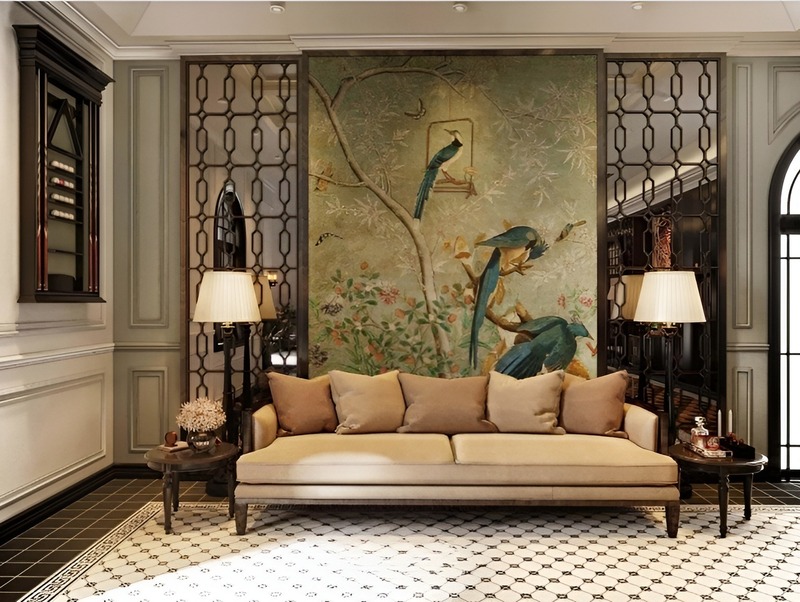 Họa tiết Kỷ Hà là họa tiết được sử dụng phổ biến trong phong cách Indochine, giúp tạo nên một vẻ đẹp hài hòa và đầy cuốn hút