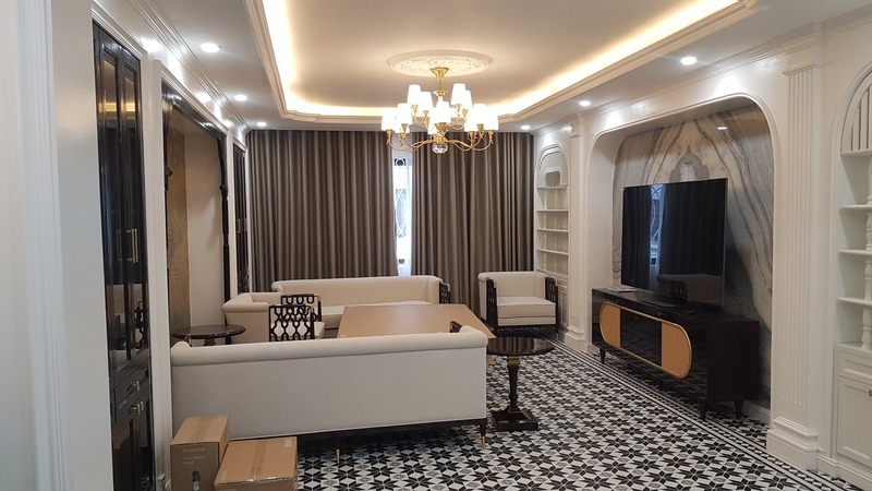 Không gian phòng khách sang trọng của công trình sau khi hoàn thiện
