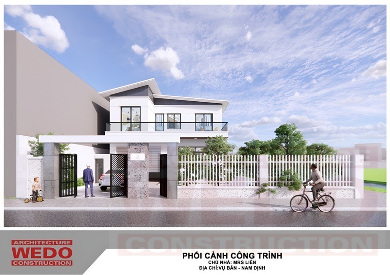 Căn nhà 2 tầng tại Vụ Bản - Nam Định có thiết kế hiện đại, hài hoà với cảnh quan xung quanh 